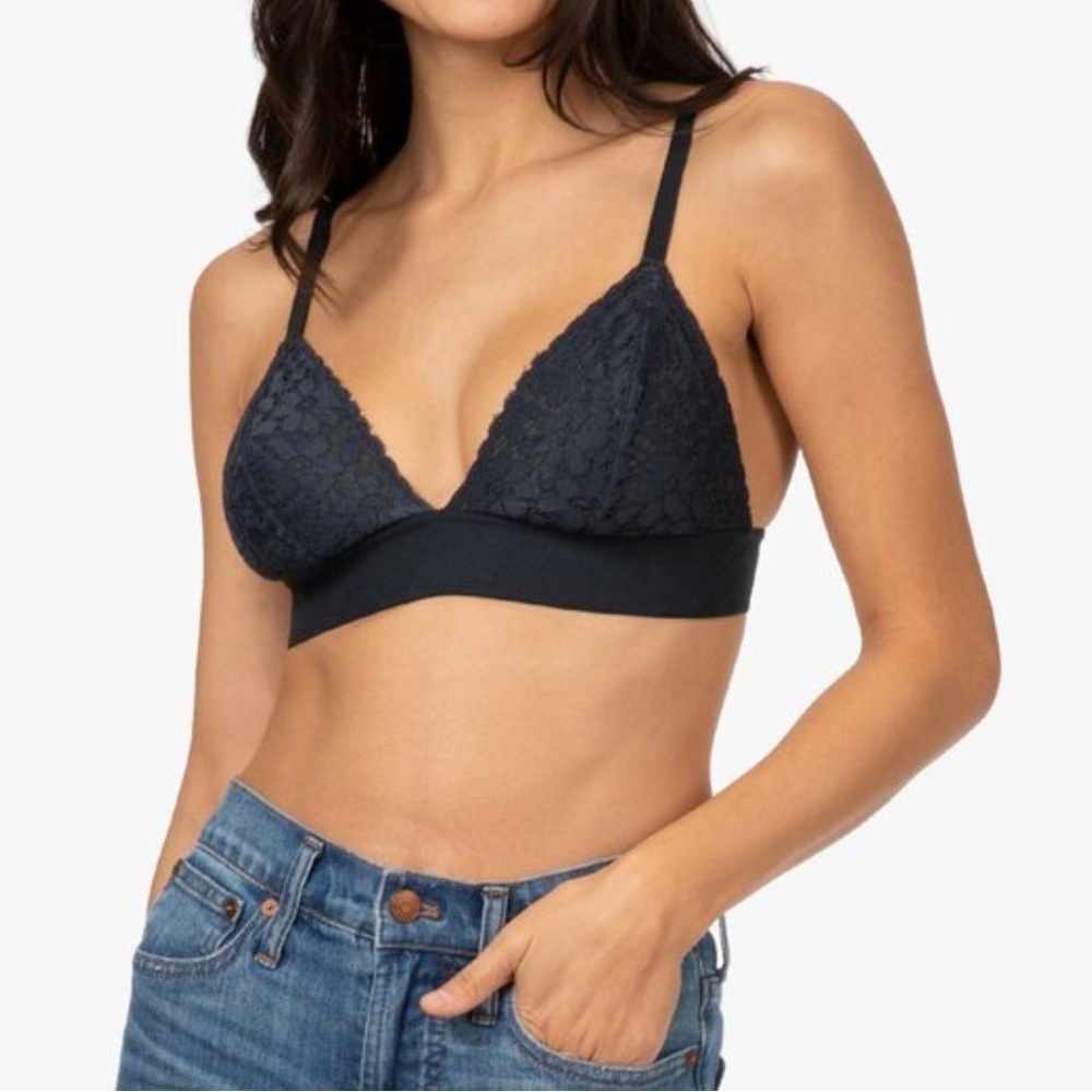 NWT Lively The Floral Lace Bralette in Night Sky Blue/Grey